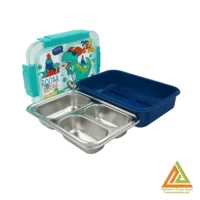 ظرف غذا تک طبقه 710میل مستطیل سه خانه فانتزی(استیل304) وست کدU2086
